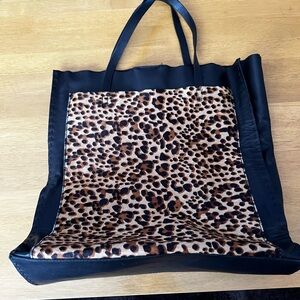 Zara Leopard Print Tote Bag with Black Accents